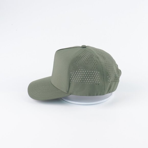 Blank 5 Panel Performance Structured Hats- 12 pack in Color Green - Picture 4 of 7